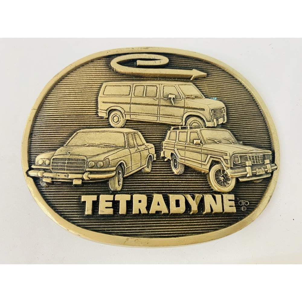 OC‎ Tanner Belt Buckle Solid Brass 1981 Tetradyne Vehicles Vintage